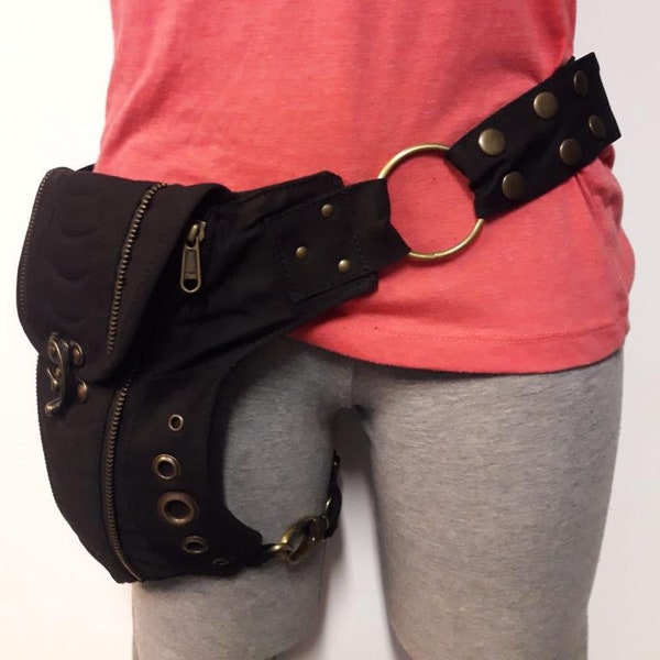 Unisex fanny pack/shoulder bag/faltriquera model "HC". Travel bag. Hip Bag. Holster bag. Leg bag. Adjustable strap. Cotton Canvas.