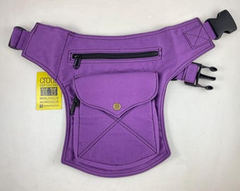 Unisex heuptasje/schoudertasje/zaktasje met stiksels. Reistas. Heuptas. Holstertas. Verstelbare riem. Katoenen canvas.