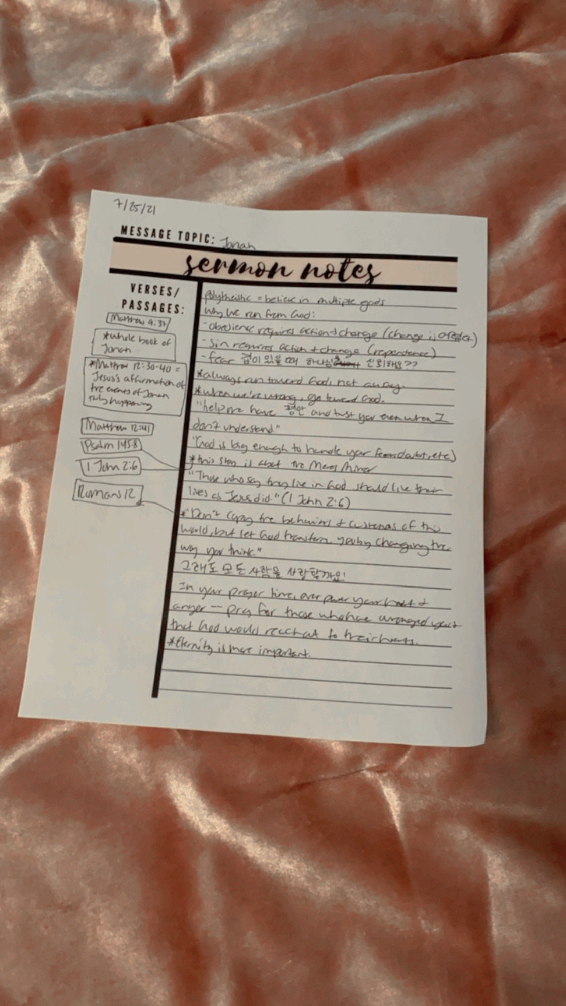 Sermon Notes Template