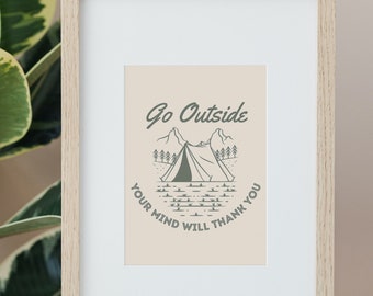 Go Outside Wall Print - Mental Health Wall Decor - Chill Art Print - Instant Download - Digital, High-Res PNG File