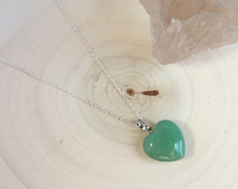 Reiki Charged, Green Aventurine Love Heart Necklace, Boho Jewellery, Dainty Gemstone Necklace, Gifts For Her, Heart Necklace, Aventurine