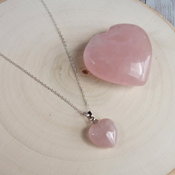 Reiki Charged, Rose Quartz Love Heart Necklace, Boho Jewellery, Dainty Gemstone Necklace, Gifts For Her, Heart Necklace, Rose Quartz Jewelry