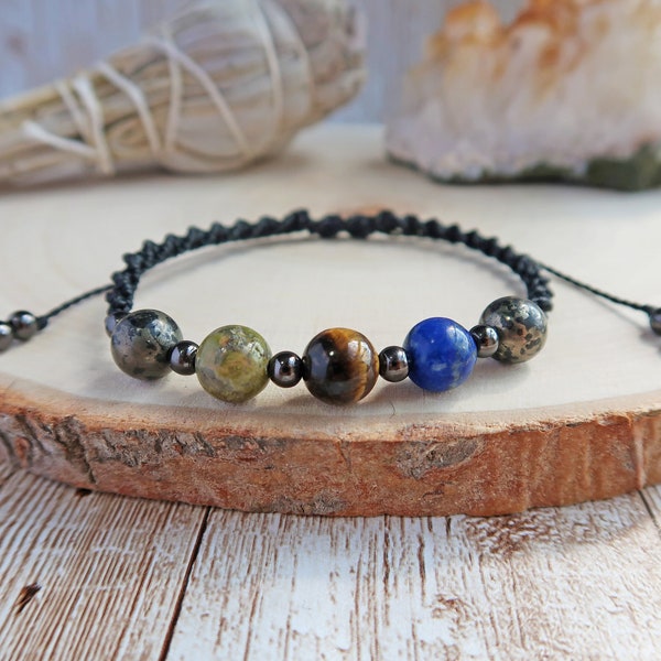 Reiki Charged, Mens Fertility Support Bracelet, Pyrite, Tigers Eye, Lapis Lazuli, Unakite, Fertility Jewellery, Gift For Him, Reiki Healing