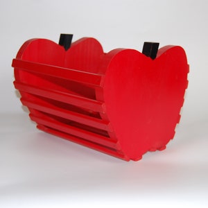 Hand Crafted Wood Slat Red Apple Crate
