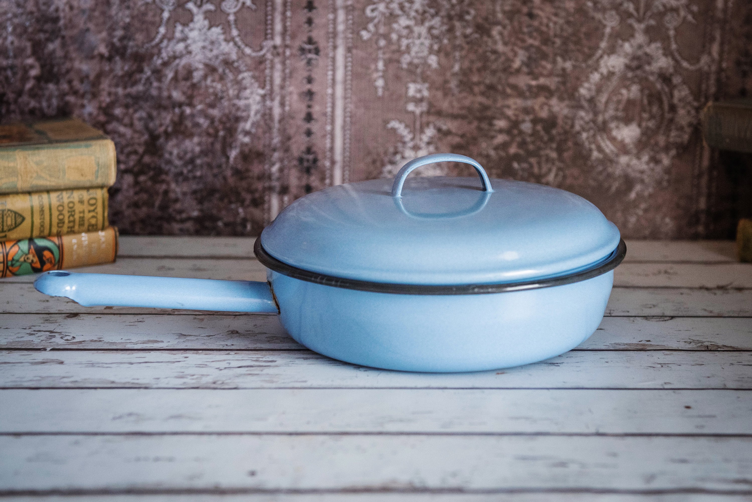 Vintage Frying Pan With Lid Enamelware / Graniteware in the Etsy