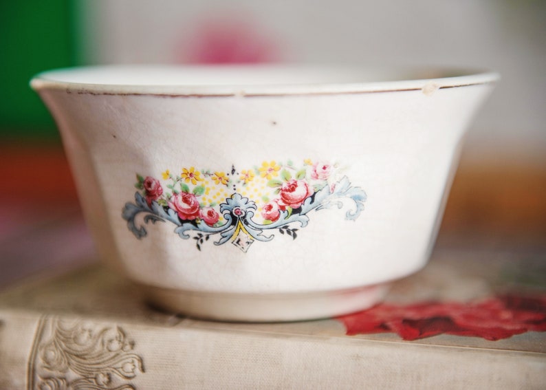 Adorable Little Ironstone Bowl With Floral Design Eat Your Etsy