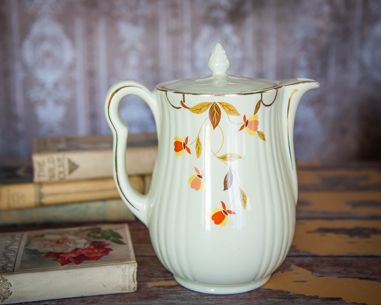 Jewel Tea Coffee Pot Vintage Hall's Pottery Autumn Leaf Etsy
