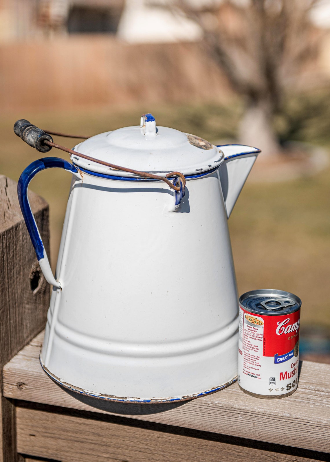 Large Enalemware Coffee Pot / Boiler / Cowboy Coffee White Etsy