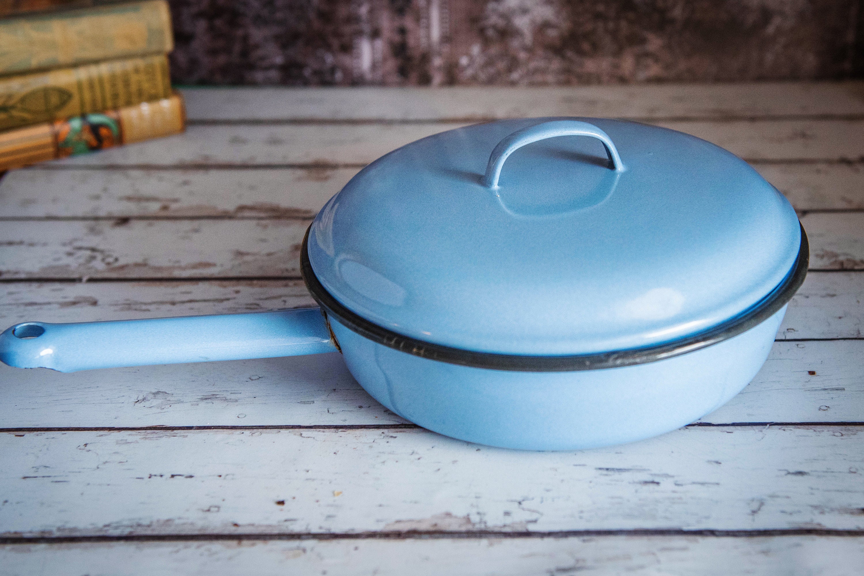 Vintage Frying Pan With Lid Enamelware / Graniteware in the Etsy