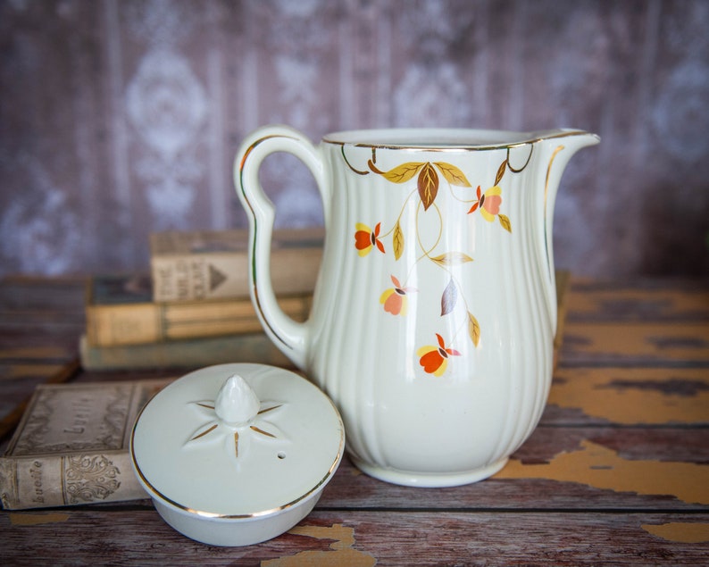 Jewel Tea Coffee Pot Vintage Hall's Pottery Autumn Leaf Etsy