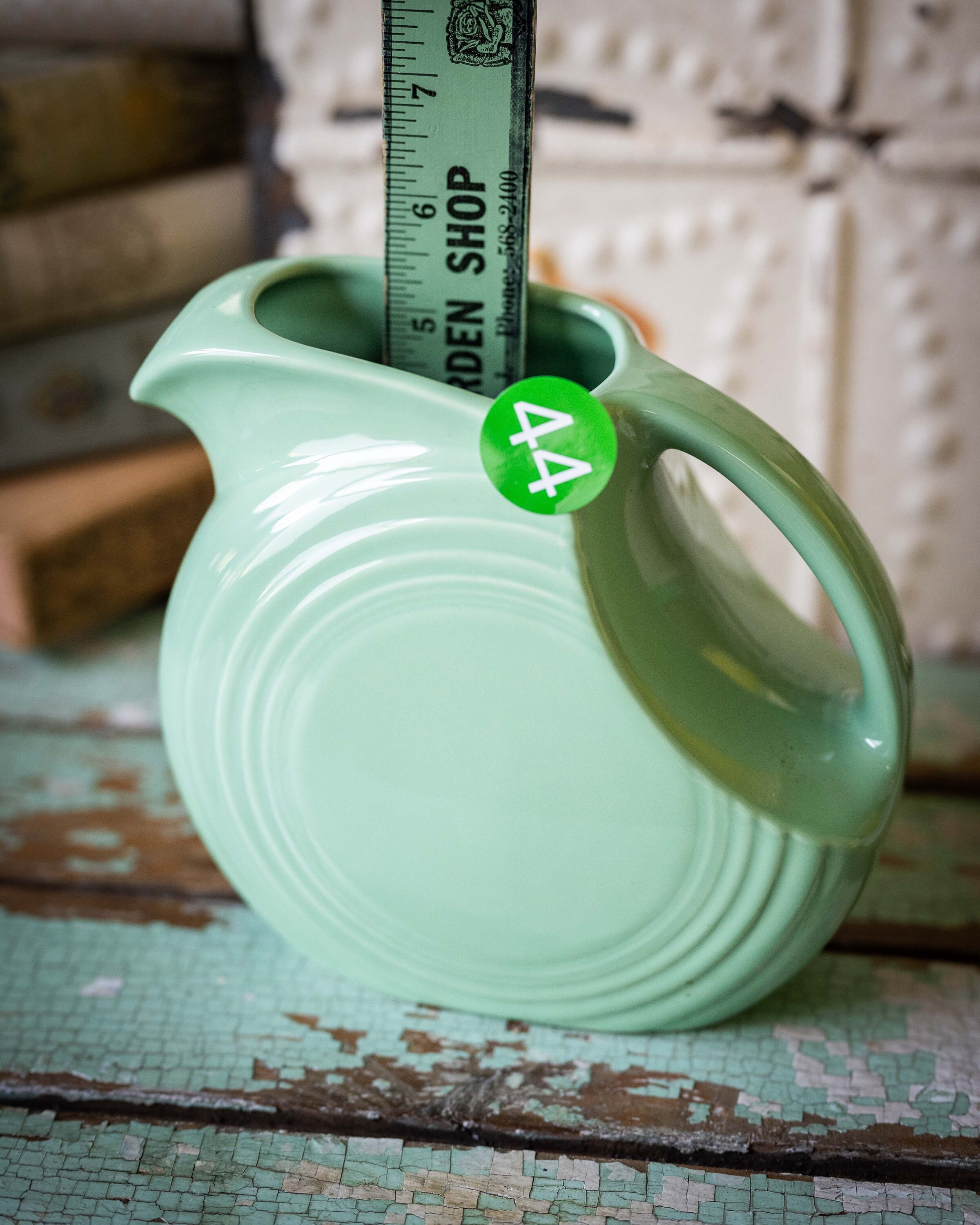 Small Seamist Green Fiesta Juice Pitcher, Discontinued Fiestaware