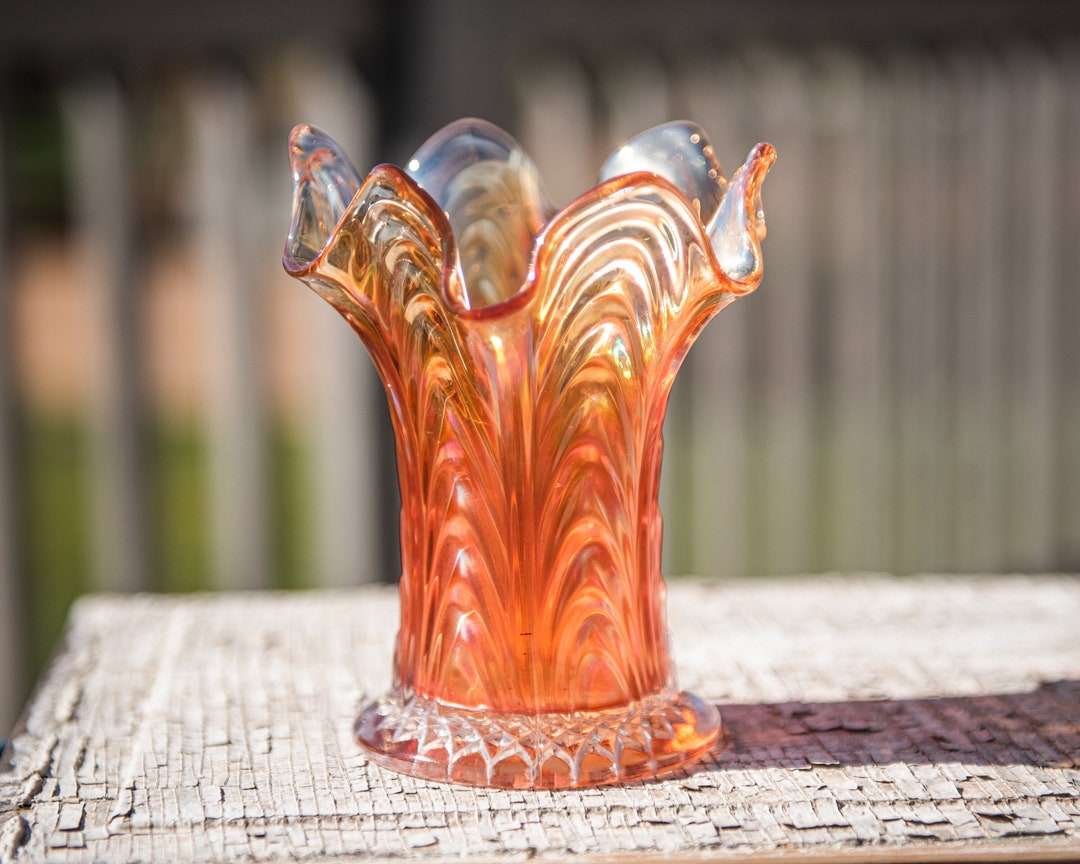 Fenton Carnival Glass Vase, Marigold, in Boggy Bayou / Aka Fenton's