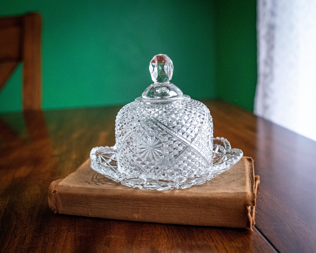 Cut Glass Cheese Ball Covered Dish From Avon 1970s Light Etsy