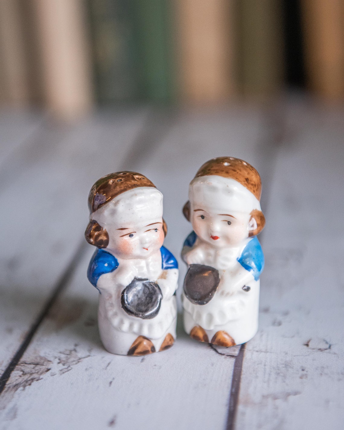 Old Lady salt and pepper shakers vintage tiny ladies that Etsy