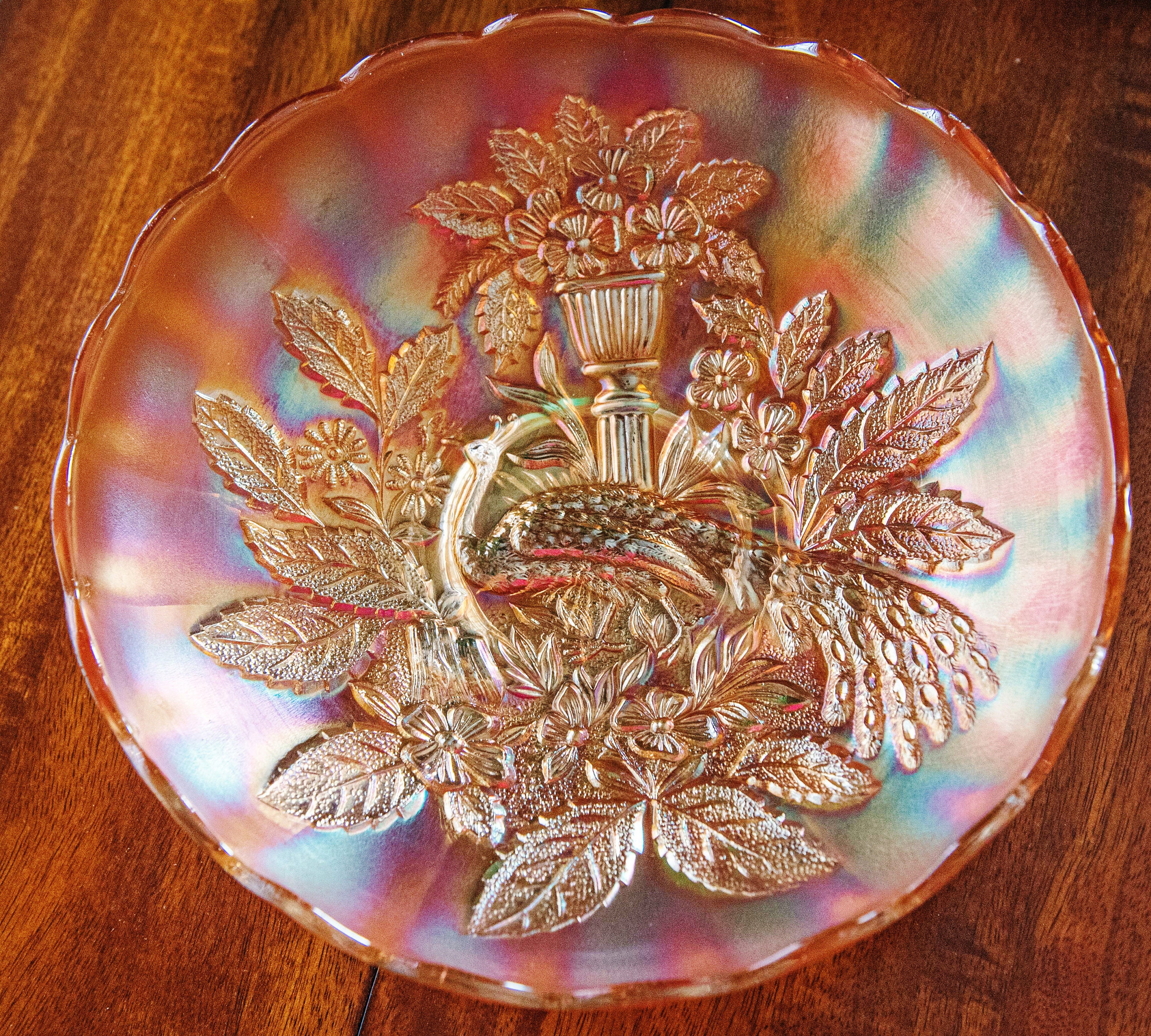 Millersburg Peacock and Urn Marigold Ice Cream Bowl With Great