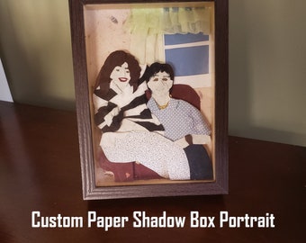 Custom Paper Portrait Paper Anniversary 1st Wedding Anniversary Shadow Box OOAK Gift Down Payment