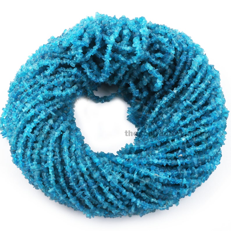 Natural Sky Apatite Chip Uncut Beads Hand Cut 3mmx4mm To 4mmx4mm 35 Inches UB08 Apatite Beads Gemstone Polished Smooth Beads