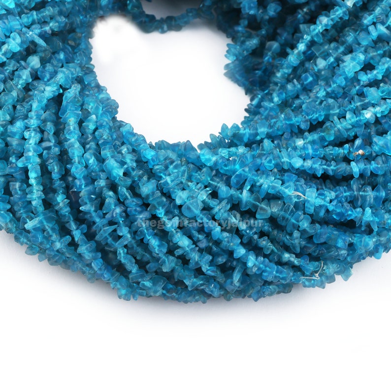 Natural Sky Apatite Chip Uncut Beads Hand Cut 3mmx4mm To 4mmx4mm 35 Inches UB08 Apatite Beads Gemstone Polished Smooth Beads