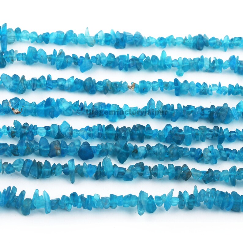 Natural Sky Apatite Chip Uncut Beads Hand Cut 3mmx4mm To 4mmx4mm 35 Inches UB08 Apatite Beads Gemstone Polished Smooth Beads