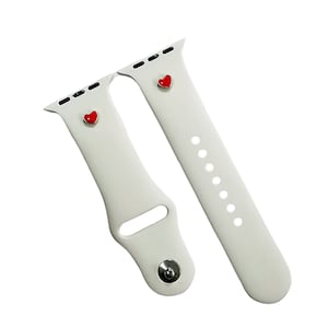 Correa de silicona para Apple Watch con dijes de corazón rojo