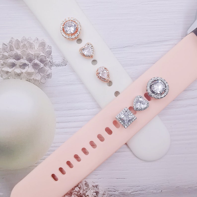 AAA Zircon Stone Stud Apple Watch Charm, Watch Band Buddy Accessory , Watch Bling Decoration, Gift for Her 