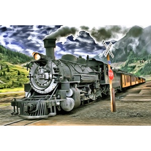Steam Engine Train Ride Fine Art, Medium/Large Wall Art Décor Home/Office, Impressionist Gicleé Print, Assorted Mediums FREE SHIPPING in US