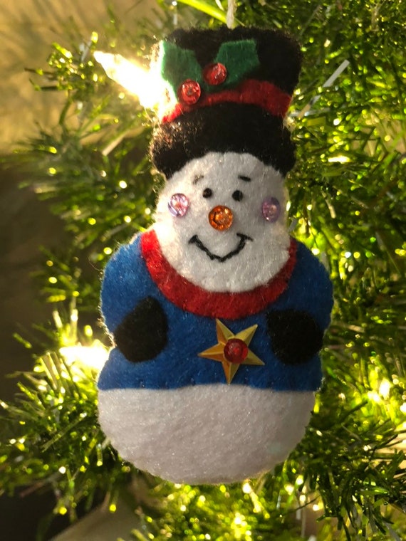 Top Hat Felt Snowman Christmas Ornament 