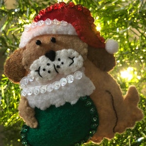Stocking Chewer Dog Felt Christmas Ornament
