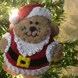 Santa Dog Felt Christmas Ornament