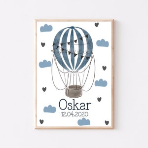 Póster Globo A4 A3 Póster infantil Póster habitación infantil Póster bebé regalo niña regalo niño póster niños nacimiento