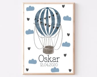 Poster Balloon A4 A3 Children's Poster Poster Children's Room Poster Baby Gift Girl Gift Boy Poster Children Birth