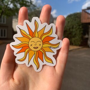 Smiling Sun Sticker, Waterproof Vinyl Decal - Etsy