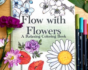 Flower Coloring Book: Simple Floral Designs, Ages 12+