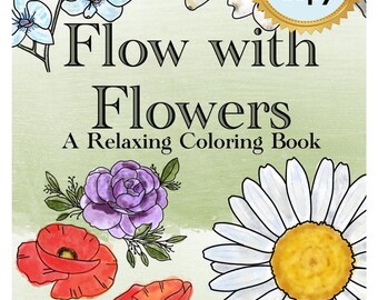 Flower Coloring Book Printable PDF | Adult Coloring Book Ages 12+ | Floral Coloring Pages Printable | Simple Coloring Pages
