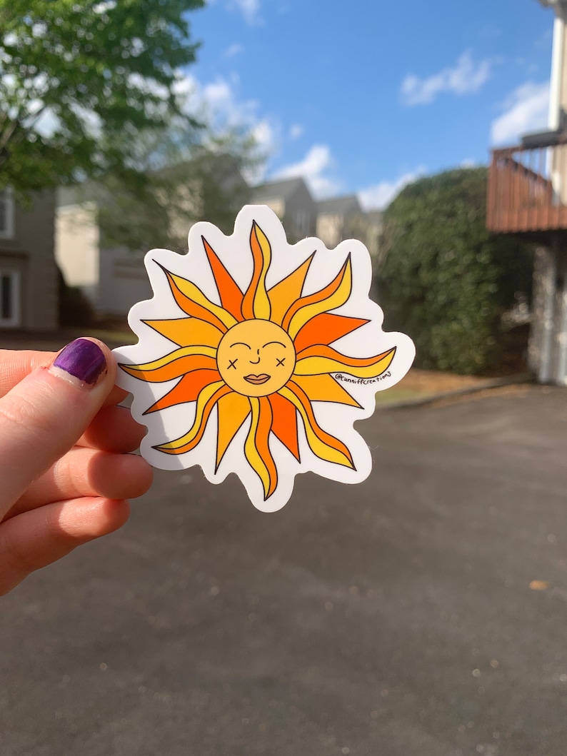 Smiling Sun Sticker, Waterproof Vinyl Decal - Etsy