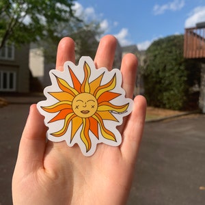 Smiling Sun Sticker, Waterproof Vinyl Decal - Etsy