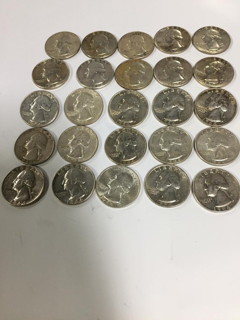 Collectible 1964 Quarters Lot Of 25 Etsy