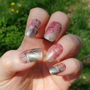 Tropical Flower, Hibiscus Flower Decal, Hawaiian Nails, Nail polish wraps, Flower nail wraps, Hibiscus nail stickers, Flower nail decal