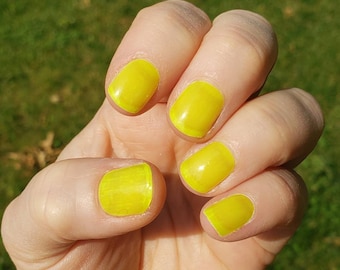 Neon Fluorescent Yellow Real Nail Polish Wraps, Yellow Nail Stickers, Yellow Nail wraps, Yellow Nail strips, nail wraps, nail stickers