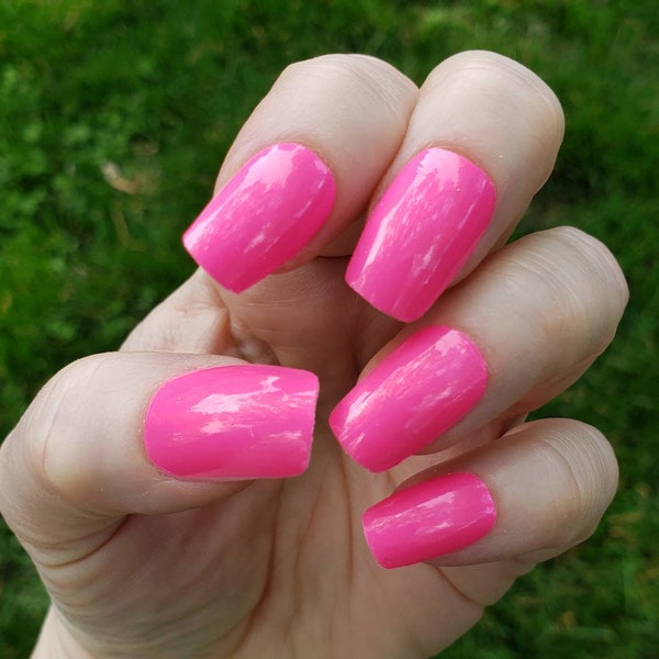 Neon Pink nails, Fluorescent Pink nails, Nail polish wraps, Pink nails, Pink nail stickers, Neon nail wraps, Pink nail decals, Neon nails