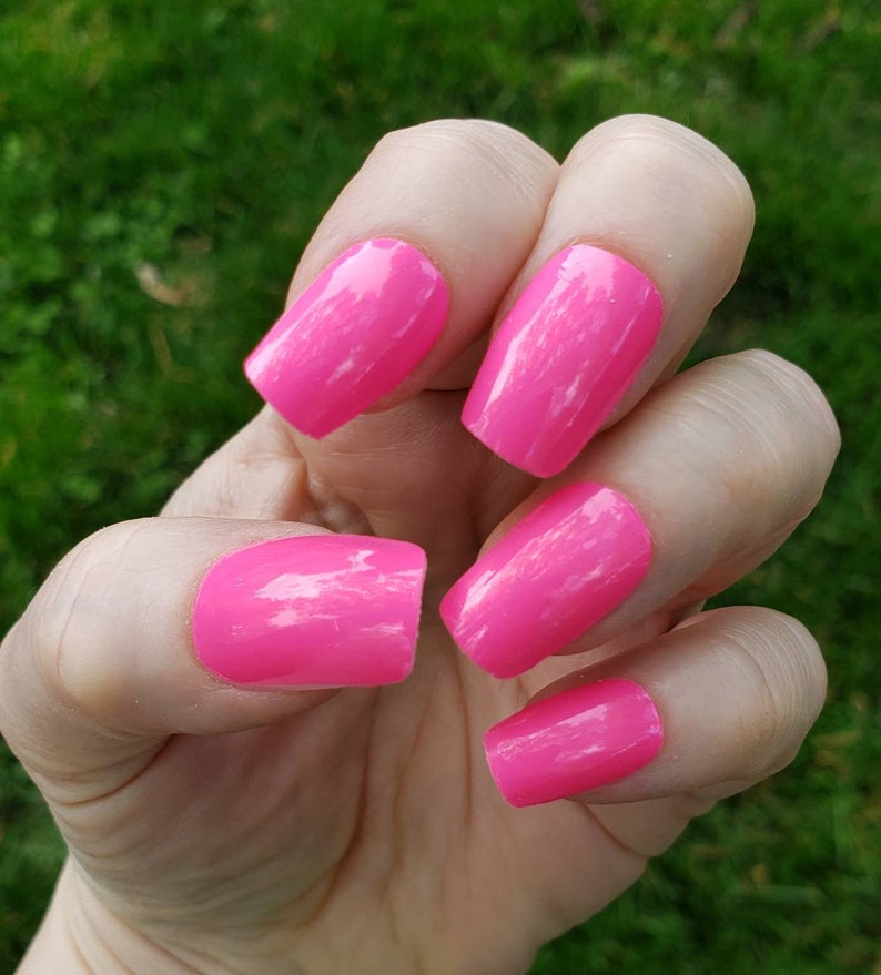 Neon Fluorescent Bold Pink 100% Real Nail Polish Wraps Light | Etsy