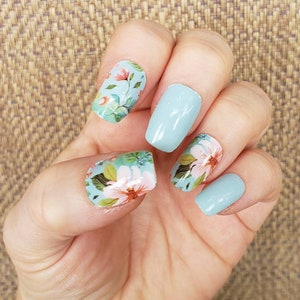Hawaiian Breeze Nail Wraps, Flower Nail Wraps, Real Nail Wraps, Nail decals, Nail polish sticker, Nail wraps, Nail tattoos, Nail polish