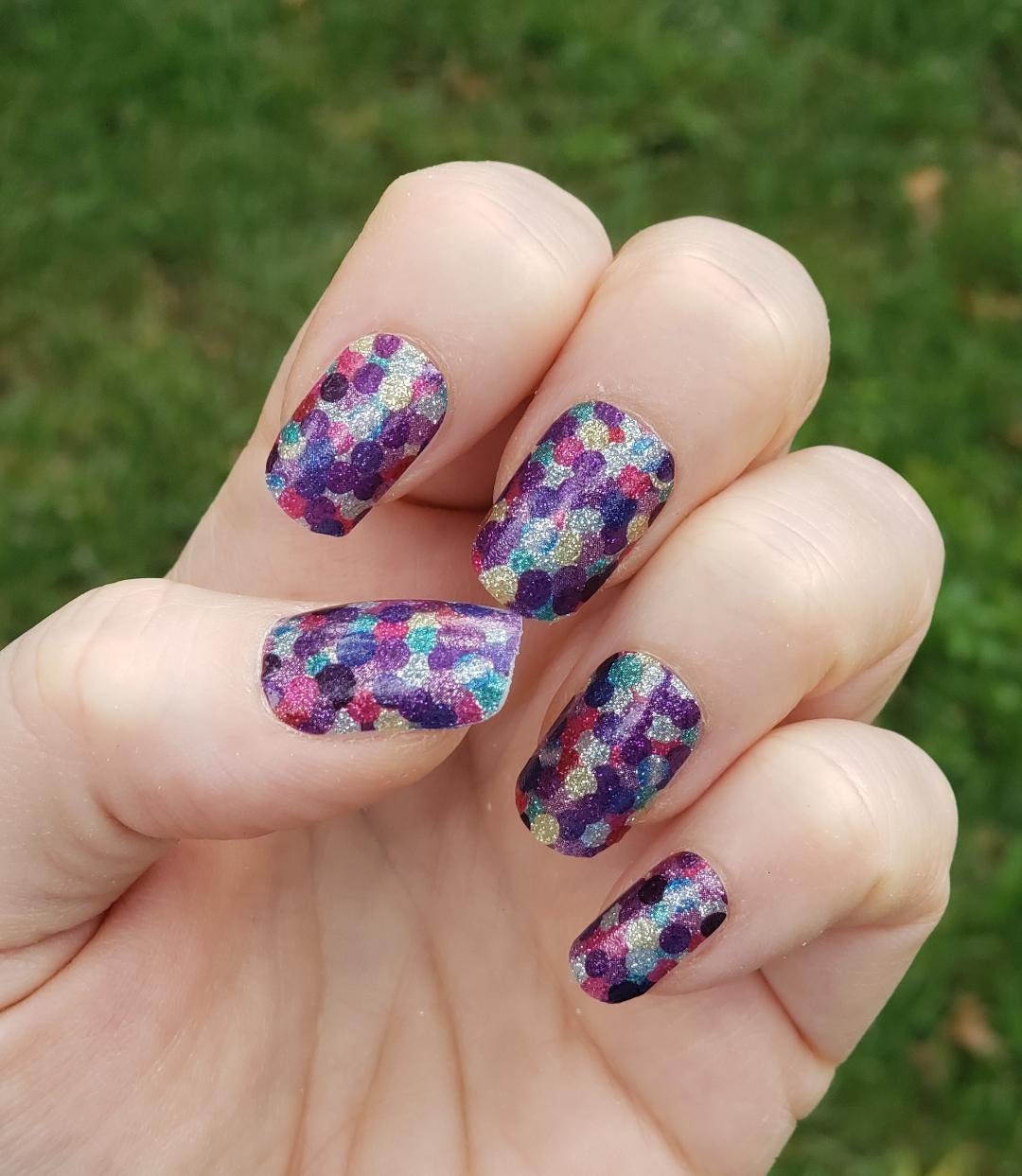 Kaleidoscope Nails Glitter Nail Wraps Purple Nail Wraps Etsy