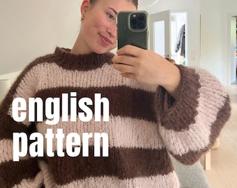 Strickanleitung ENGLISH Mohairsweater #happycoeursweat PDF Anleitung - digitaler Download, Mohairpullover, englische Strickanleitung