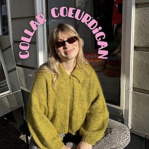 Strickanleitung Collarcoeurdigan DEUTSCH Strickjacke mit Kragen PDF Anleitung DEUTSCH - digitaler Ladda ner