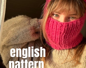Balaclava englische Strickanleitung „biggibalaclava“PDF Datei - digitaler Download, anfängerfreundliche Anleitung, Sturmhaube selbststricken