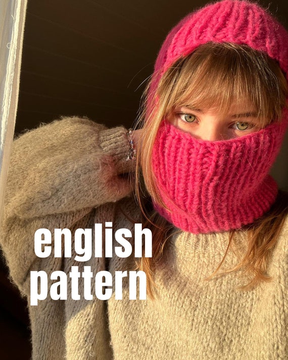 Balaclava englische Strickanleitung „biggibalaclava“PDF Datei - digitaler Download, anfängerfreundliche Anleitung, Sturmhaube selbststricken