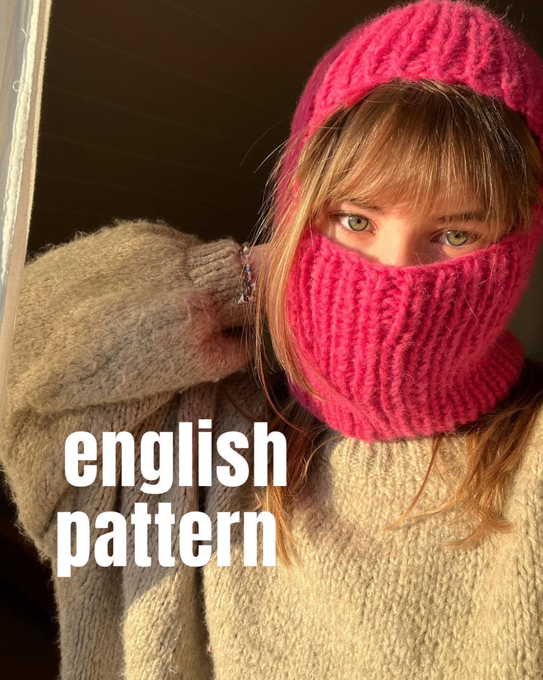Balaclava englische Strickanleitung „biggibalaclava“PDF Datei - digitaler Download, anfängerfreundliche Anleitung, Sturmhaube selbststricken image 1