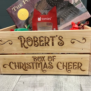 Schachtel mit Weihnachtsstimmung für Kinder | Personalisierte Weihnachts-Countdown-Box | Hölzerne Weihnachtskiste mit dem Namen des Kindes | Weihnachtsbox