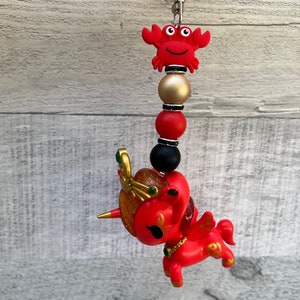 Custom TokiDoki Zodiac Cancer Mermicornio Keychain | Jujube Kawaii in the Sky | Toki Doki Fob | Beaded Keychain | Bag Charm | Zipper Pull